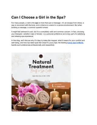 Can I Choose a Girl in the Spa?
