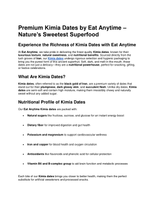 Buy Premium Kimia Dates Online – Eat Anytime