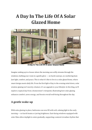 A Day In The Life Of A Solar Glazed Home