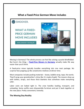 What a Fixed-Price German Move Includes