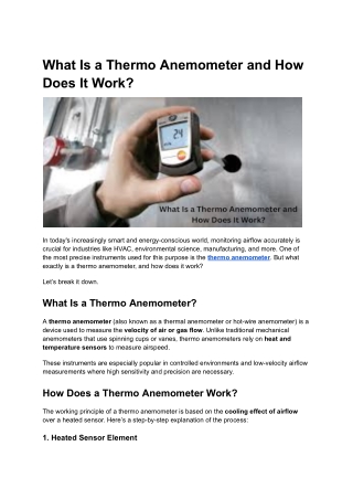 What Is a Thermo Anemometer and How Does It Work