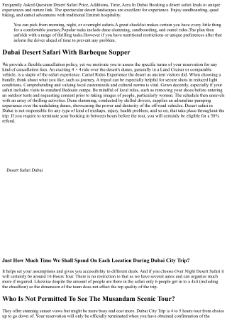 Frequently Asked Question Desert Safari Price, Inclusions, Time, Location In Dub