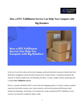 Compete Like a Pro: What DTC Fulfillment Services Offer That Retail Giants Can’t