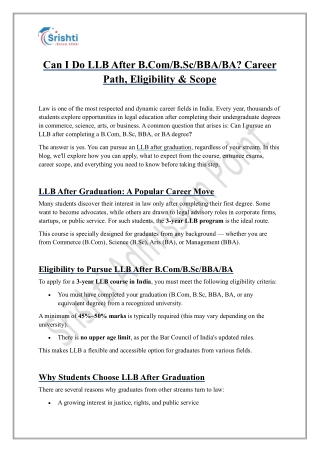 Can I Do LLB After B.Com/B.Sc/BBA/BA? Career Path, Eligibility & Scope
