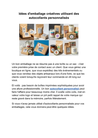 Idées d'emballage créatives utilisant des autocollants personnalisés