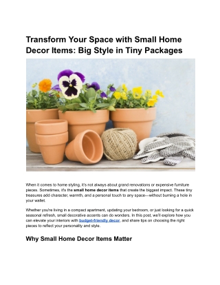 Transform Your Space with Small Home Decor Items_ Big Style in Tiny Packages