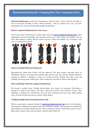 Motorized Skateboards: Changing How City Commuters Move
