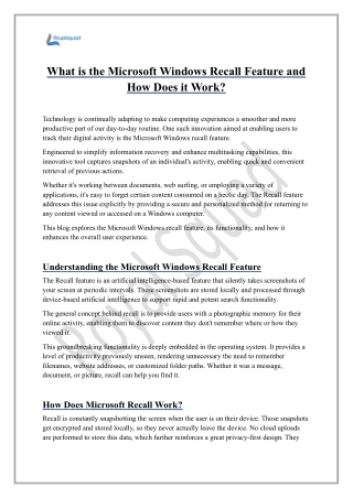 What is the Microsoft Windows Recall Feature and How Does it Work?