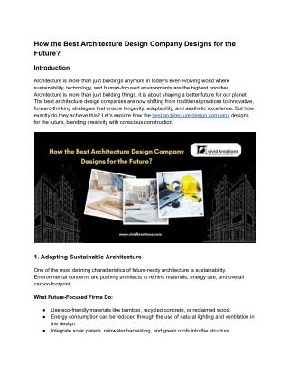 How the Best Architecture Design Company Designs for the Future