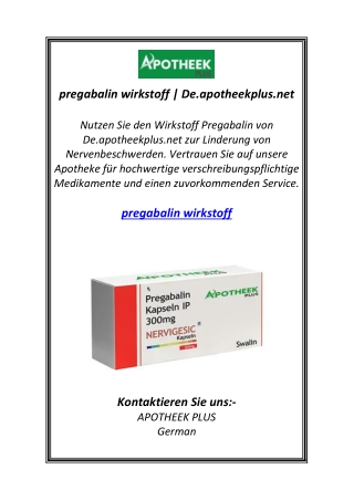 pregabalin wirkstoff | De.apotheekplus.net