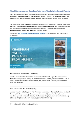 chardham yatra from mumbai