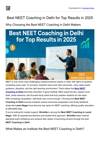 Best NEET Coaching in Delhi for Top Results in 2025