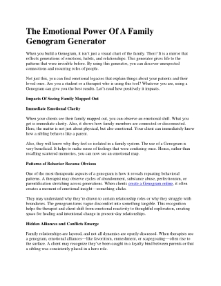 The Emotional Power of Building a Family Genogram