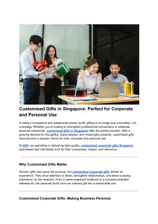 Customised Gifts in Singapore_ Perfect for Corporate and Personal Use