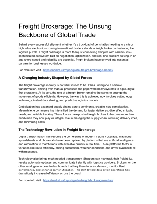 The Future of Freight Brokerage Services