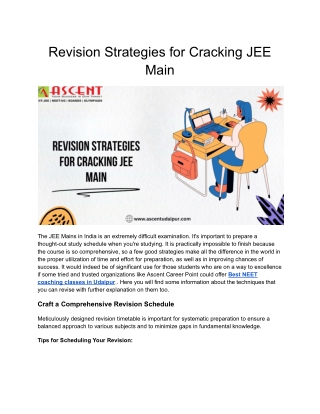 Revision Strategies for Cracking JEE Main