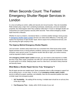 When Seconds Count_ The Fastest Emergency Shutter Repair Services in London