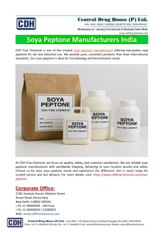 Soya Peptone Manufacturers India