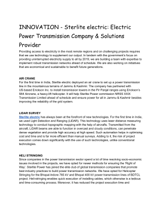 _Sterlite electric _INNOVATION