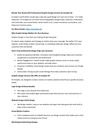 Elevate Your Brand with Professional Graphic Design Services by Innoplix UK