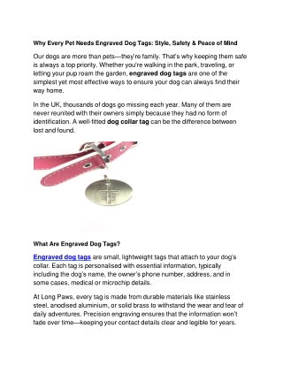 Why Every Pet Needs Engraved Dog Tags: Style, Safety & Peace of Mind