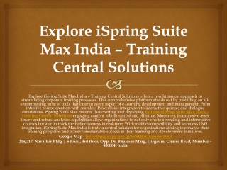 iSpring Suite Max India Transforms Corporate Training  – Training Central Soluti
