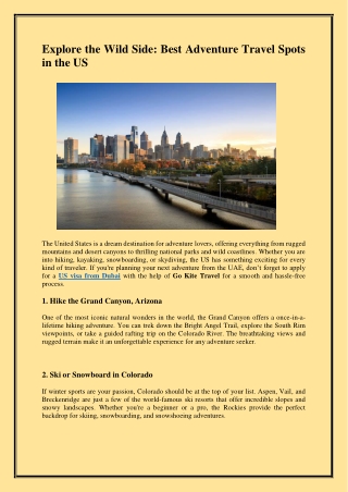 Explore the Wild Side: Best Adventure Travel Spots in the US