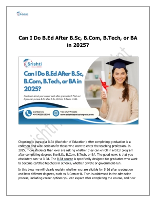 Can I Do B.Ed After B.Sc, B.Com, B.Tech, or BA in 2025
