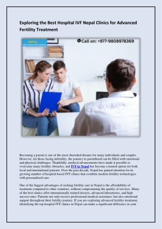 Exploring the Best Hospital IVF Nepal Clinics for Advanced Fertility Treatment Article (1)