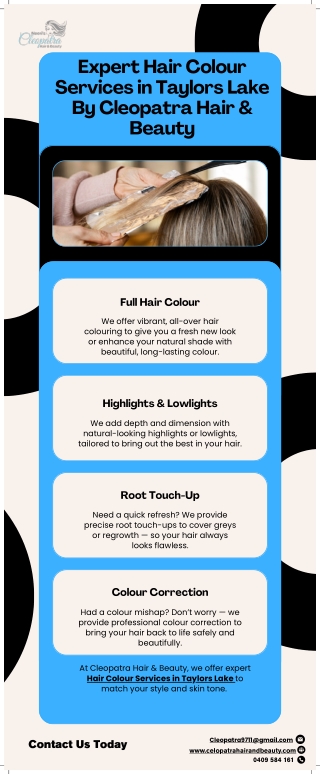 Expert Hair Colour Services in Taylors Lake By Cleopatra Hair & Beauty