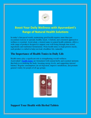 Boost Your Daily Wellness with Ayurvedant’s Range of Natural Health Solutions