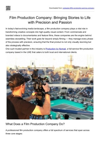 Film Production Company- Bringing Stories to Life with Precision and Passion