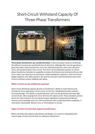 Short-Circuit Withstand Capacity Of Three-Phase Transformers