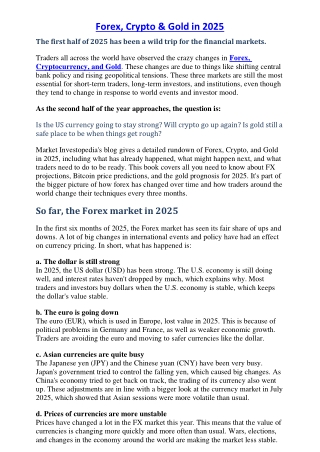 How Forex, Bitcoin & Gold Performed in 2025 So Far