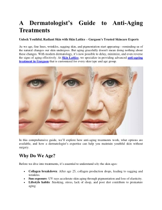 A Dermatologist’s Guide to Anti-Aging Treatments