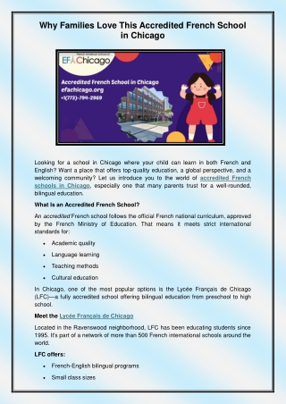 Accredited French School in Chicago