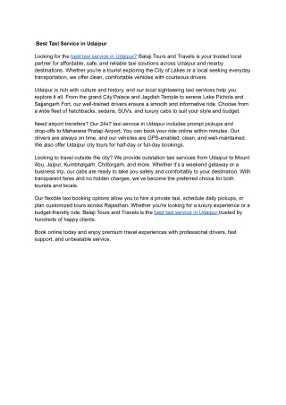 Best Taxi Service in Udaipur