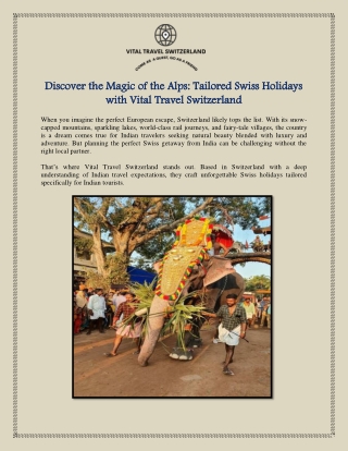 Discover the Magic of the Alps Tailored Swiss Holidays with Vital Travel Switzerland