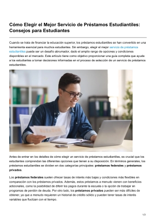 Cómo Elegir el Mejor Servicio de Préstamos Estudiantiles Consejos para Estudiantes