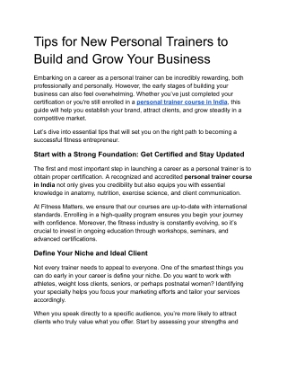 Tips for New Personal Trainers to Build and Grow Your Business