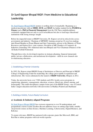 Dr Sunil Kapoor Bhopal RKDF