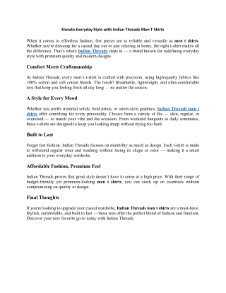 Elevate Everyday Style with Indian Threads Men T Shirts