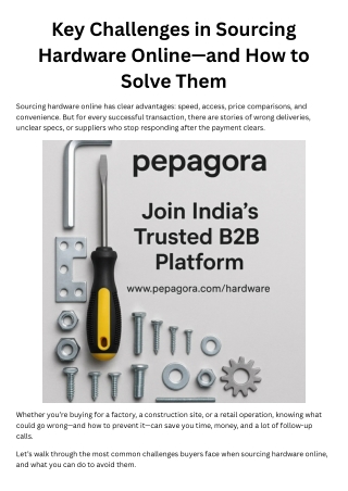 Key Challenges in Sourcing Hardware Online—and How to Solve Them