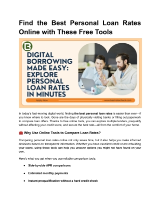 Find the Best Personal Loan Rates Online with These Free Tools