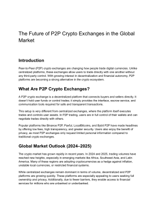 The Future of P2P Crypto Exchanges in the Global Market