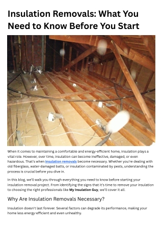 Insulation Removals What You Need to Know Before You Start
