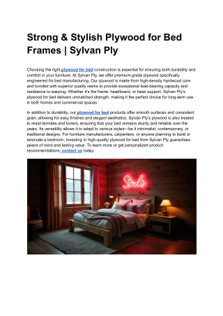 Strong & Stylish Plywood for Bed Frames _ Sylvan Ply
