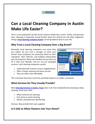 Can a Local Cleaning Company in Austin Make Life Easier?