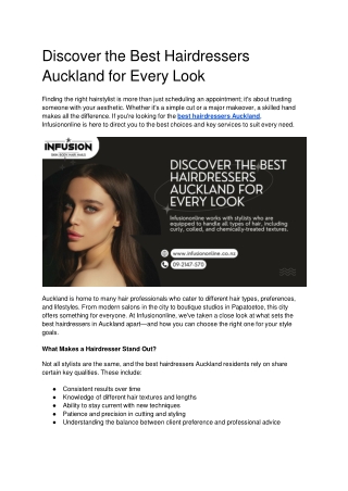 Discover the Best Hairdressers Auckland for Every Look