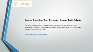 Luxury Rajasthan Tour Packages  Luxury India Private